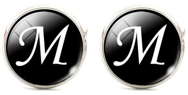 Personalized Cool M Letters Round French Shirt Cufflinks Fashion Time Gem Cufflinks