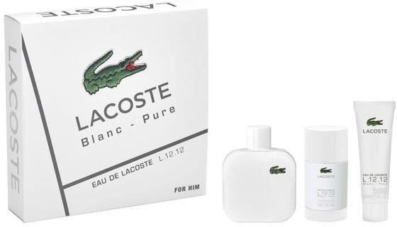 Lacoste Eau de Lacoste L.12.12 Blanc 3 Pc EDT 100ml, Shower Gel 50ml & Deo Stick 75ml - for Men