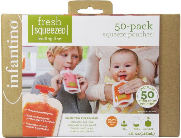 Infantino Squeeze Pouches, 4-Fl Oz,50 count