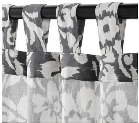 Cotton Paisley Pattern, Grey - Pair Curtain Panels