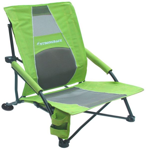 STRONGBACK Low Gravity Beach Chair with Lumbar Support, Lime Green