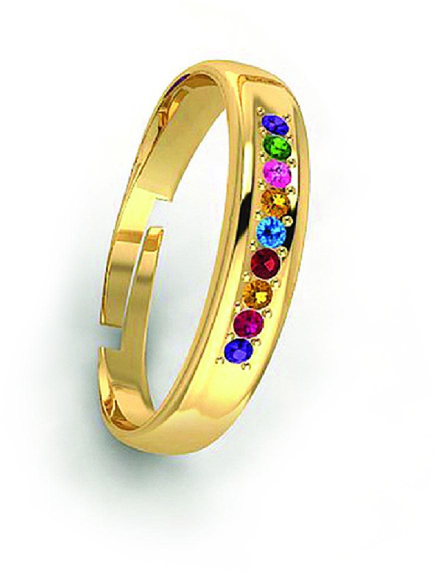 Gold Plated Ring with Multi-color CZ Stones