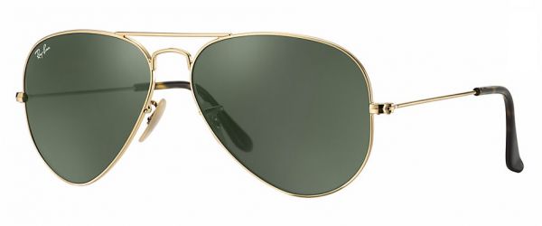 Ray-Ban Unisex Aviator Sunglasses- Gold Frame,Green Lens RB3025-181 58
