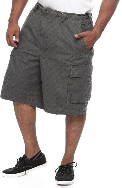 627 Blue Big and Tall Knee length Drawstring Waistband Cargo Shorts Cotton for Men - Grey