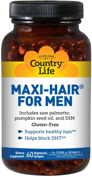 Country Life, Maxi Hair for Men, 60 Softgels