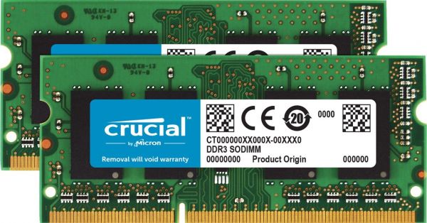 Crucial 2 GB DDR3 1066 MT/s (PC3-8500) CL7 SODIMM 204-Pin for Mac (CT2G3S1067M) 4GB KIT (2GBx2) CT2K2G3S1067M