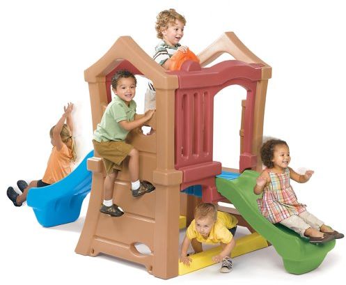 Step2 Play Up Double Slide Climber Outdoor Toy and Structures - Brown, 800000