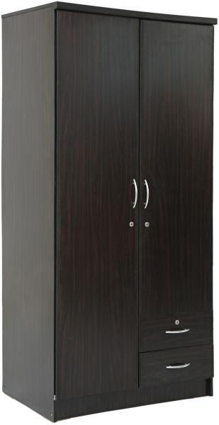 2 Door Wooden Wardrobe with 2 Drawers Size (190x90x50 cm) Color Wenge/Dark Brown 55 Kgs