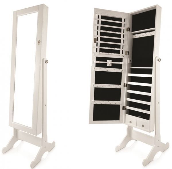 Full Length Jewelry Cabinet With Mirror [white]