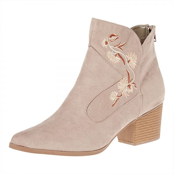 Qupid Heels Boots for Women - Taupe
